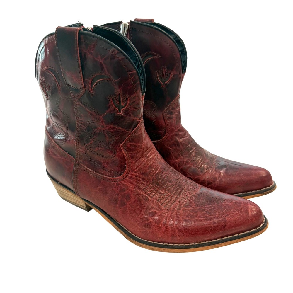 Dingo 7" Western Adobe Rose Side-Zip Boots Women's 8 Red Cowgirl Boho Festival
